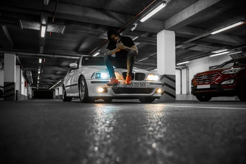 Photos of drivers at a parking lot in Baku